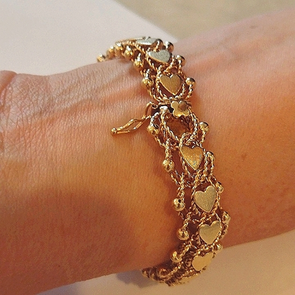 14K Solid Gold Hearts on Fire Bracelet